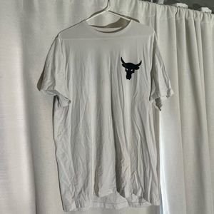 Men’s XL project rock under Armour white Tshirt